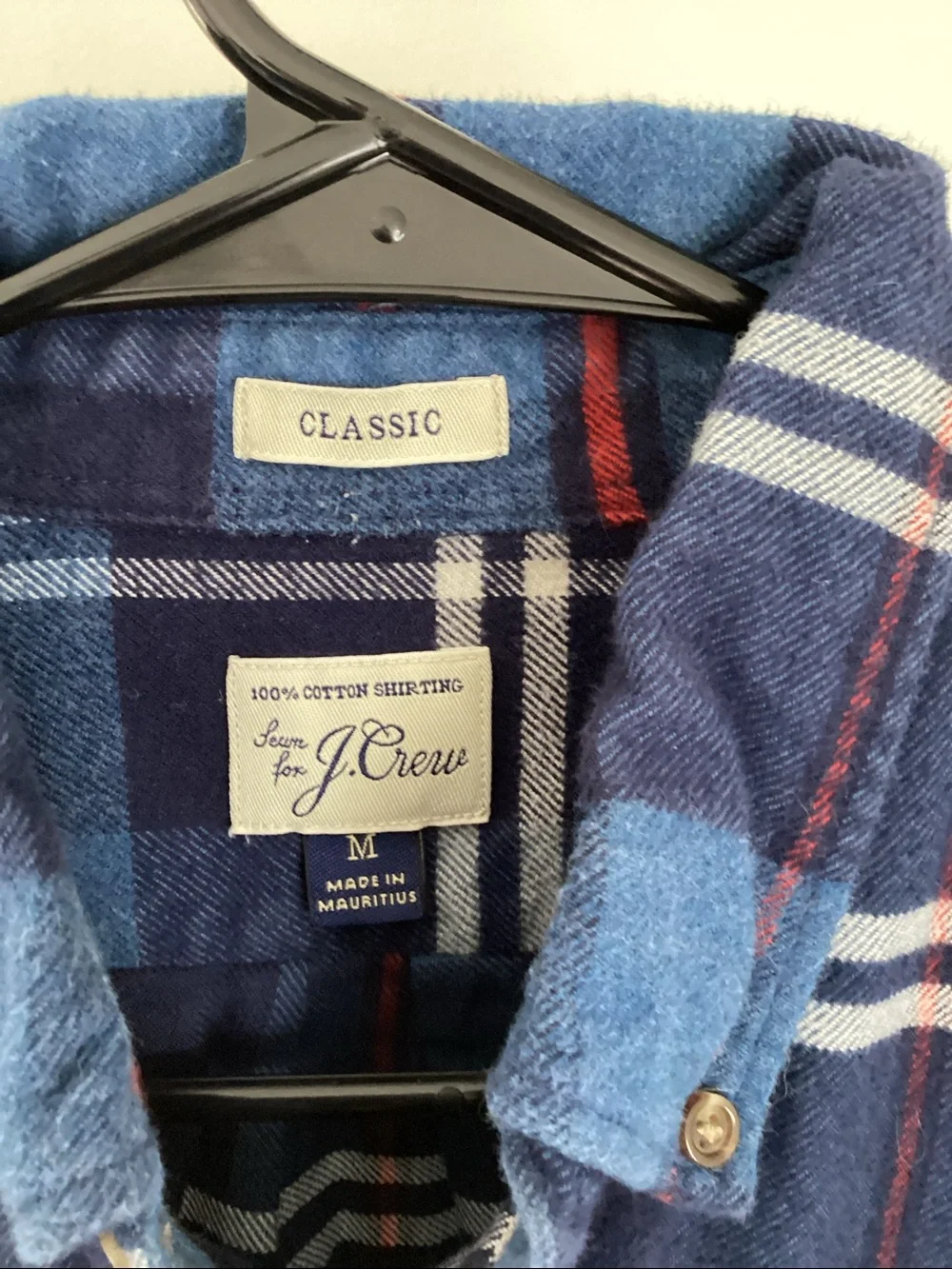 J. Crew Blue Plaid Button-Down Shirt with Brown Elbow Patches